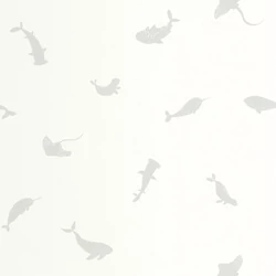 Casadeco Bálna mintás szürke-fehér vlies tapéta Poetic Sea Gris Baleine 53 cm X 10 m