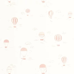 Casadeco Hőlégballonos rózsaszín-fehér vlies tapéta Balloons In The Clouds Rose Blush 53 cm X 10 m