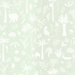 Casadeco Állatos dzsungel mintás világoskék vlies tapéta Poetic Jungle Bleu Lagon 53 cm X 10 m