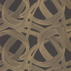 Casadeco Hullám mintás fekete-arany vlies tapéta Shimmy Noir Mordore 53 cm X 10 m