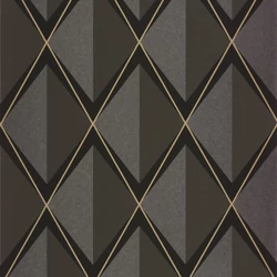 Casadeco Sötétbarna vlies tapéta geometrikus mintával Chaplin Noir Fusain 53 cm X 10 m