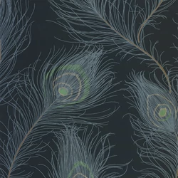 Casadeco Pávatoll mintás sötétkék vlies tapéta Revue Bleu Petrole 53 cm X 10 m