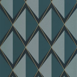 Casadeco Kék vlies tapéta geometrikus mintával Chaplin Bleu Petrole 53 cm X 10 m