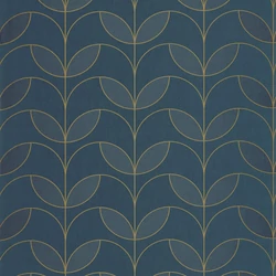 Casadeco Elegáns kék vlies tapéta metál fénnyel Mistinguett Bleu Petrole 53 cm X 10 m