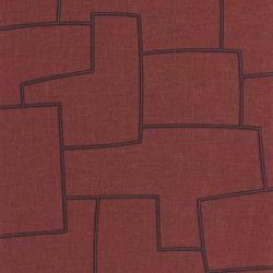 Casadeco Absztrakt geometriai mintás bordó vinyl tapéta Inca Amarena 53 cm  X 10 m