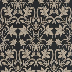 Casadeco virág mintás fekete vlies tapéta Primrose Noir Fusain 53 cm X 10 m