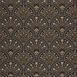 Casadeco legyező mintás sötétbarna vlies tapéta Wallace Noir Fusaine 53 cm X 10 m