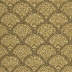 Casadeco legyező mintás mustársárga vlies tapéta Wallace Moutarde 53 cm X 10 m