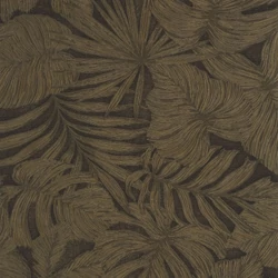Casadeco Pálmalevél mintás sötétbarna vinyl tapéta Granada Noir Fusain 53 cm X 10 m