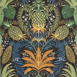 Casadeco egzotikus ananászos fekete vlies tapéta Samba Noir Fusain 53 cm X 10 m