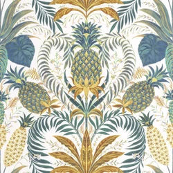 Casadeco egzotikus ananászos kéks zöld vlies tapéta Samba Vert Canopee 53 cm X 10 m