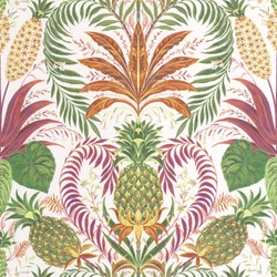 Casadeco egzotikus ananászos színes vlies tapéta Samba Fuchsia 53 cm X 10 m