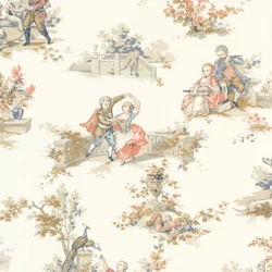Casadeco krém színű romantikus vlies tapéta színes mintával Gavotte Multicolore 53 cm X 10 m