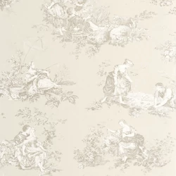 Casadeco bézs vlies tapéta romantikus mintával Scene D'été Beige Lin 53 cm X 10 m