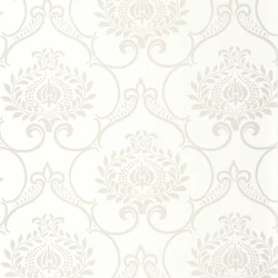 Casadeco Retro mintás fehér vlies tapéta szatén fénnyel Panache Blanc 53 cm X 10 m