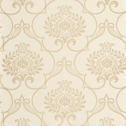 Casadeco Retro mintás bézs vlies tapéta szatén fénnyel Panache Champagne 53 cm X 10 m