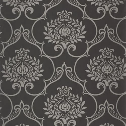 Casadeco Retro mintás fekete vlies tapéta szatén fénnyel Panache Noir Fusain 53 cm X 10 m