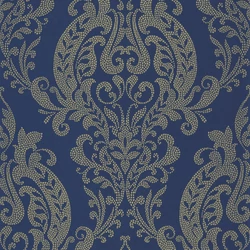 Casadeco Klasszikus damaszt mintás kék vlies tapéta Quintessence Bleu 53 cm X 10 m