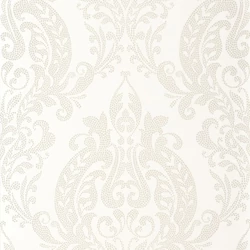 Casadeco Klasszikus damaszt mintás fehér vlies tapéta finom arany fénnyel Quintessence White 53 cm X 10 m