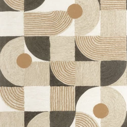 Casadeco Geometriai mintás raffia hatású fekete-bézs vinyl tapéta Element Noir Fusain 53 cm X 10 m