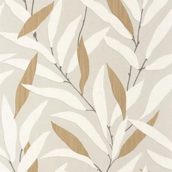 Casadeco Bambuszlevél mintás bézs vinyl tapéta Alba Beige Lin 53 cm X 10 m