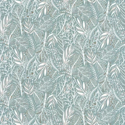 Caselio Apró levél mintás kék vlies tapéta Jade Bleu Fumee 53 cm X 10 m