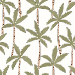 Caselio Pálmafás fehér-zöld vlies tapéta Se Balancer Kaki 53 cm X 10 m