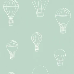 Caselio Hőlégballonos zöld vlies tapéta Voyager Menthe 53 cm X 10 m