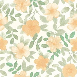 Caselio Virág mintás zöld-sárga vinyl tapéta Gaia Vert Orange 53 cm X 10 m