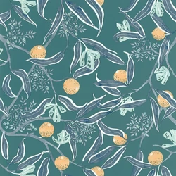 Caselio Gyümölcs mintás kék vinyl tapéta konyhába Eurydice Bleu Egee 53 cm X 10 m