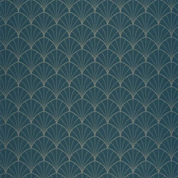 Caselio Pálma mintás art deco kék vinyl tapéta Edgar Bleu Canard Or 53 cm X 10 m