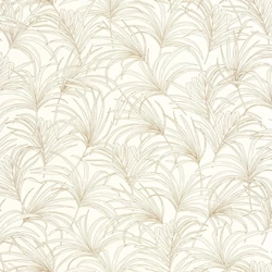 Caselio Art deco levélmintás fehér-arany vinyl tapéta Richard Blanc Or 53 cm X 10 m