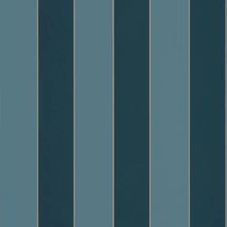 Caselio Elegáns csíkos kék vinyl tapéta arany széllel Moonlight Golden Lines Bleu Paon Ocean 53 cm X 10 m
