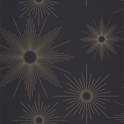 Caselio Napmintás elegáns fekete vinyl tapéta William Noir Or 53 cm X 10 m