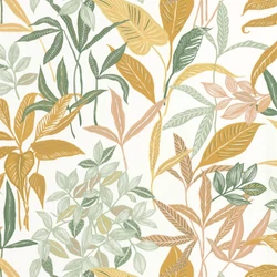Caselio Modern levélmintás sárga- zöld vlies tapéta Santiago Vert Orange 53 cm X 10 m