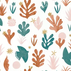 Caselio Madár mintás vidám zöld-rózsaszín vlies tapéta Liberte Terracotta Rose Dore 53 cm X 10 m