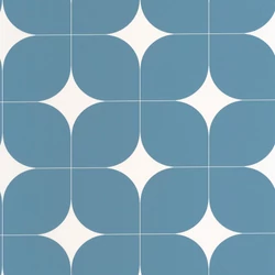 Caselio Retro mintás kék vinyl taolta Detour Bleu Petrole 53 cm X 10 m