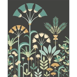 Caselio Art deco stílusú kék-fehér vlies poszter tapéta Luxuriance Vert 200 cm X 2,5 m