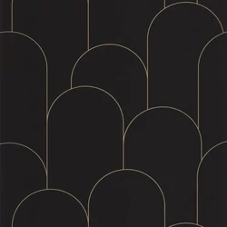 Caselio Elegáns art deco fekete vinyl tapéta Ornament Noir Dore 53 cm X 10 m