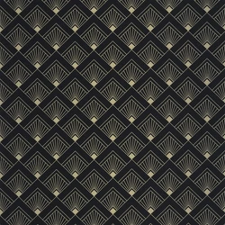 Caselio Art deco glamúr fekete-arany vinyl tapéta Effervescence Noir Dore 53 cm X 10 m