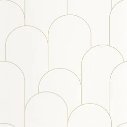 Caselio Elegáns art deco fehér vinyl tapéta Ornament Blanc Dore 53 cm X 10 m