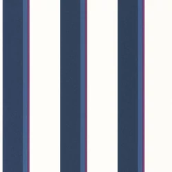 Caselio Elegáns csíkos kék vinyl tapéta lila szegéllyel Linear Bleu 53 cm X 10 m