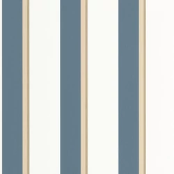 Caselio Elegáns csíkos kék vinyl tapéta barnaszegéllyel Linear Bleu 53 cm X 10 m