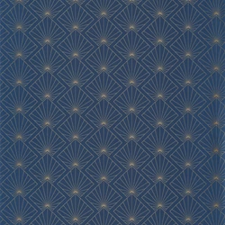 Caselio Geometriai mintás sötétkék-arany vlies tapéta Sunrise Midnight Blue Dore 53 cm X 10 m