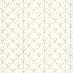 Caselio Pálma mintás art deco fehér-arany vinyl tapéta Edgar Blanc Or 53 cm X 10 m