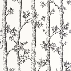 Caselio Fa mintás modern fekete-fehér vlies tapéta Automne Blanc 53 cm X 10 m