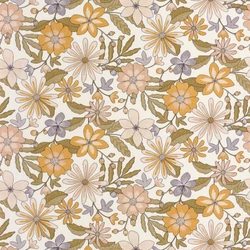 Caselio Virág mintás retro lila-zöld vinyl tapéta Emy Violet Vert 53 cm X 10 m