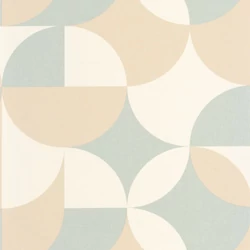 Caselio Geometriai mintás retro kék-bézs vinyl tapéta Charly Beige Bleu 53 cm X 10 m