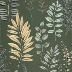 Caselio Nagy levél mintás sötétzöld vinyl tapéta Florium Vert Anglais 53 cm X 10 m