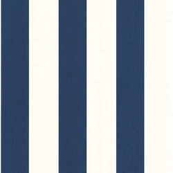 Caselio Klasszikus csíkos sötétkék vinyl tapéta Linen Lines Bleu Marine 53 cm X 10 m